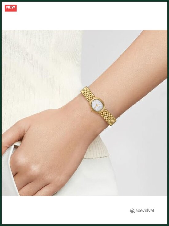 Vintage Gold Oval Quartz Watch for Women, Stainless Steel Bracelet, 3ATM main image 4